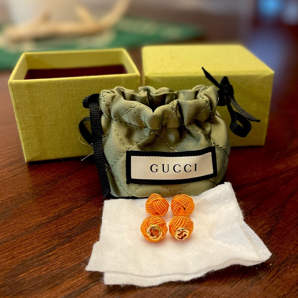 NWT Gucci Interlocking G rope cufflinks Orange GG